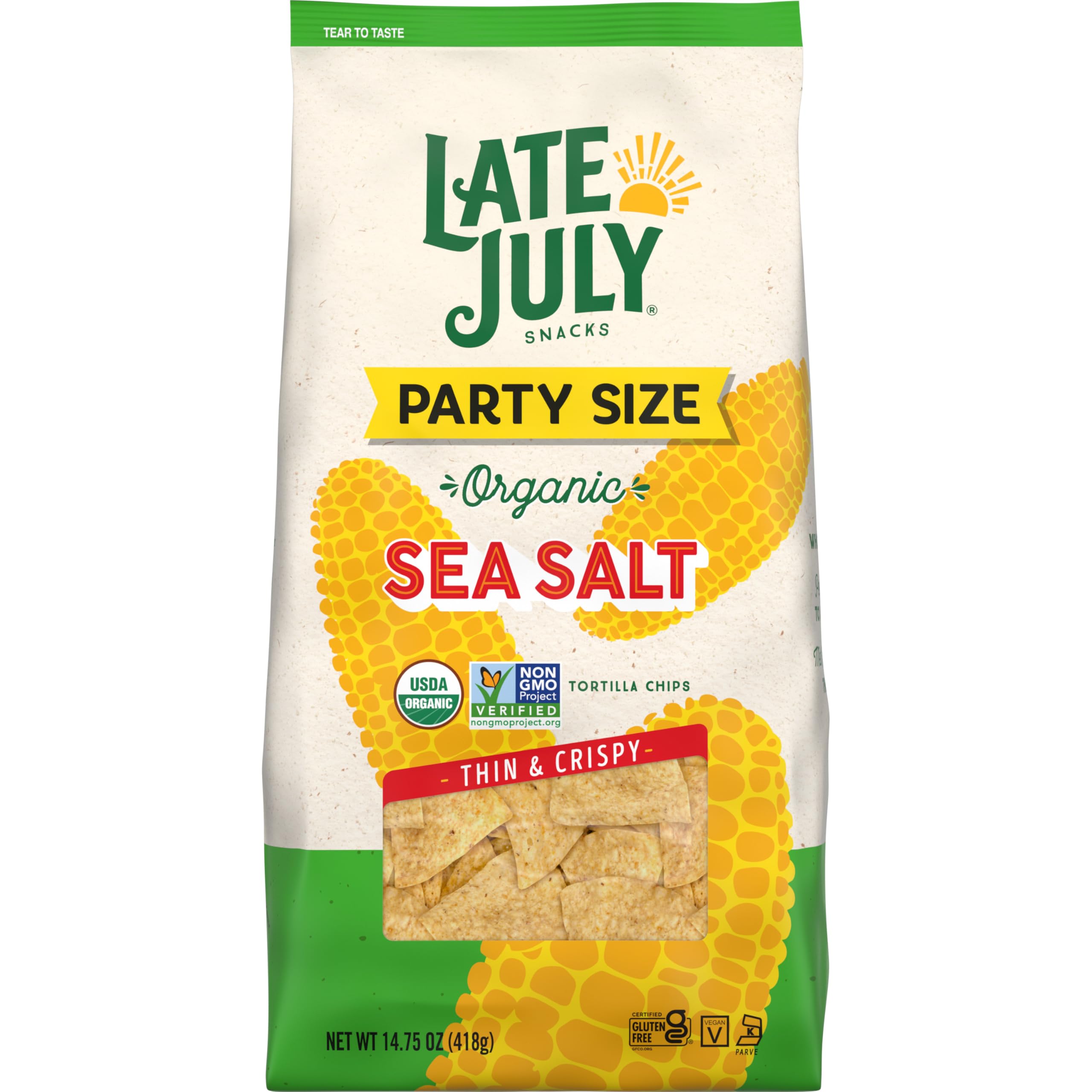 Late July Sea Salt Organic Tortilla Chips, 14.75 Oz Bag BB 9/13/25