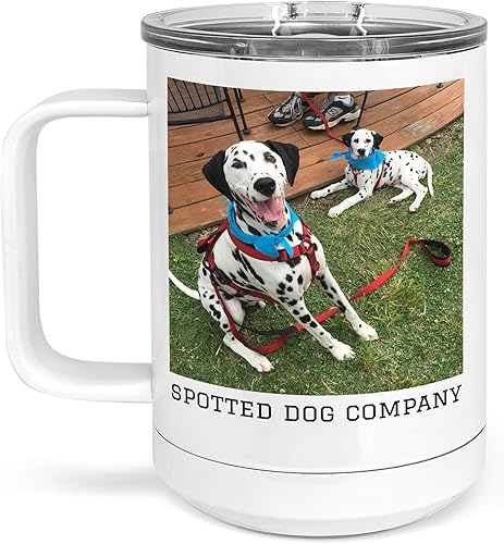 Taza aislada personalizada con foto, logotipo o diseño personalizado de 15 onzas, color blanco, acero inoxidable, tazas de café personalizadas, Día