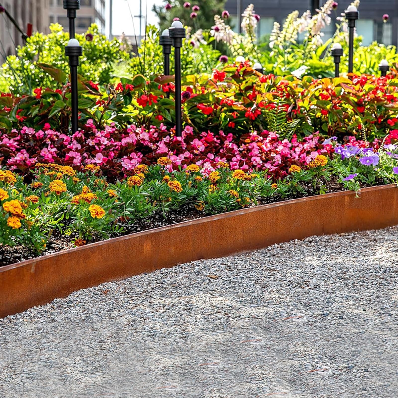 Bordo Per Prato In Acciaio Corten, 10m(L) X14cm(H) Bordatura Per Aiuole In Metallo, Bordo per Aiuole Con Ruggine, Facile da Montare, Bordo per Aiuole, Sentieri da Giardino, Con 1 Paio di Guanti