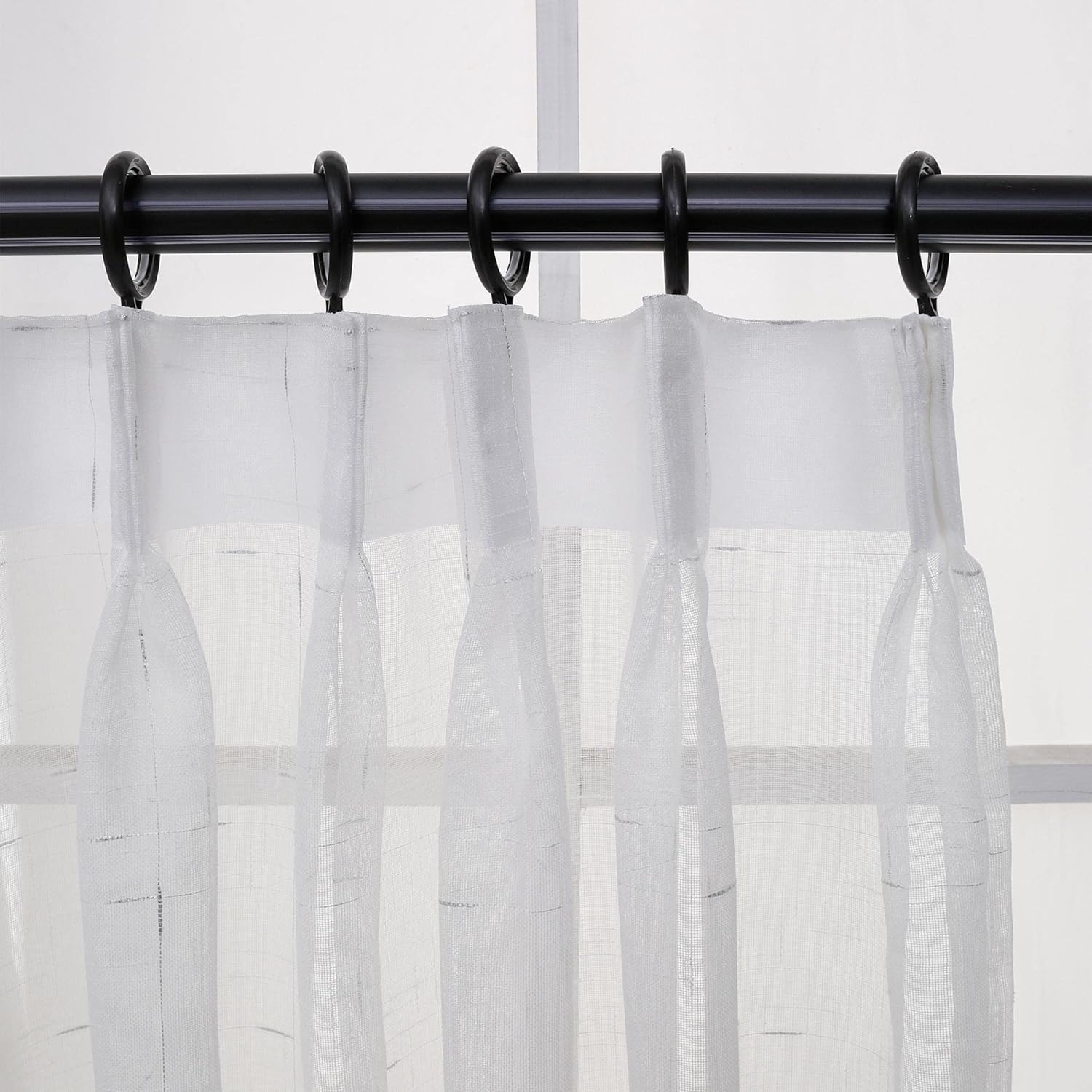 Pinch Pleat Sheer Voile Window Curtain Panels White Curtain 40 Width 90 Inch Long for Kitchen Bedroom Children Living Room Yard (White with Gold, 1 Panel)