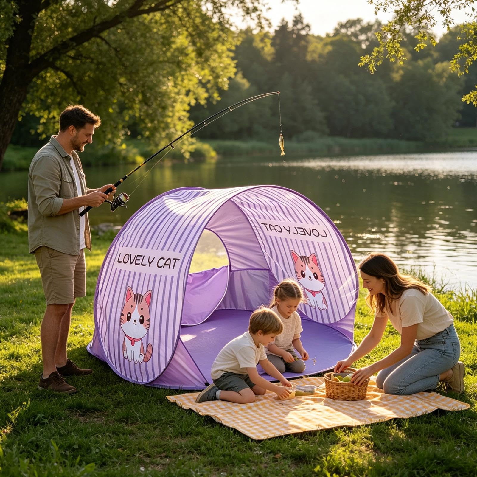 Namiot Plażowy Parasol Przeciwsłoneczny Parasol Przeciwsłoneczny UV 2-3 | Błyskawiczny Namiot Plażowy z Osłoną Przeciwsłoneczną do Parku, Ogrodu, Tarasu, Letniego Przyjęcia, Pikniku
