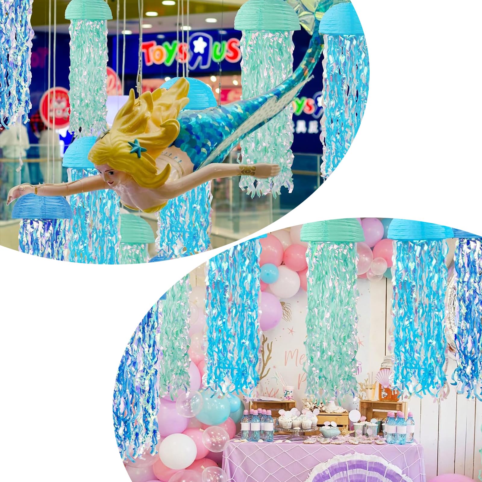 Lanternes Méduses Décoratives 4 Pièces - Décoration Fête, Baby Shower, Mariage, éclairage LED Inclus - 9