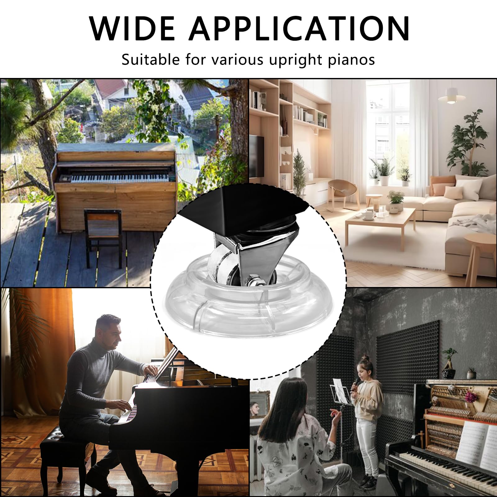 Musiin Piano Foot pad Anti-Slip Piano Foot pad Grand Upright Piano Anti-Slip pad Floor Protection pad 4 Sets (Transparent) - Image 4