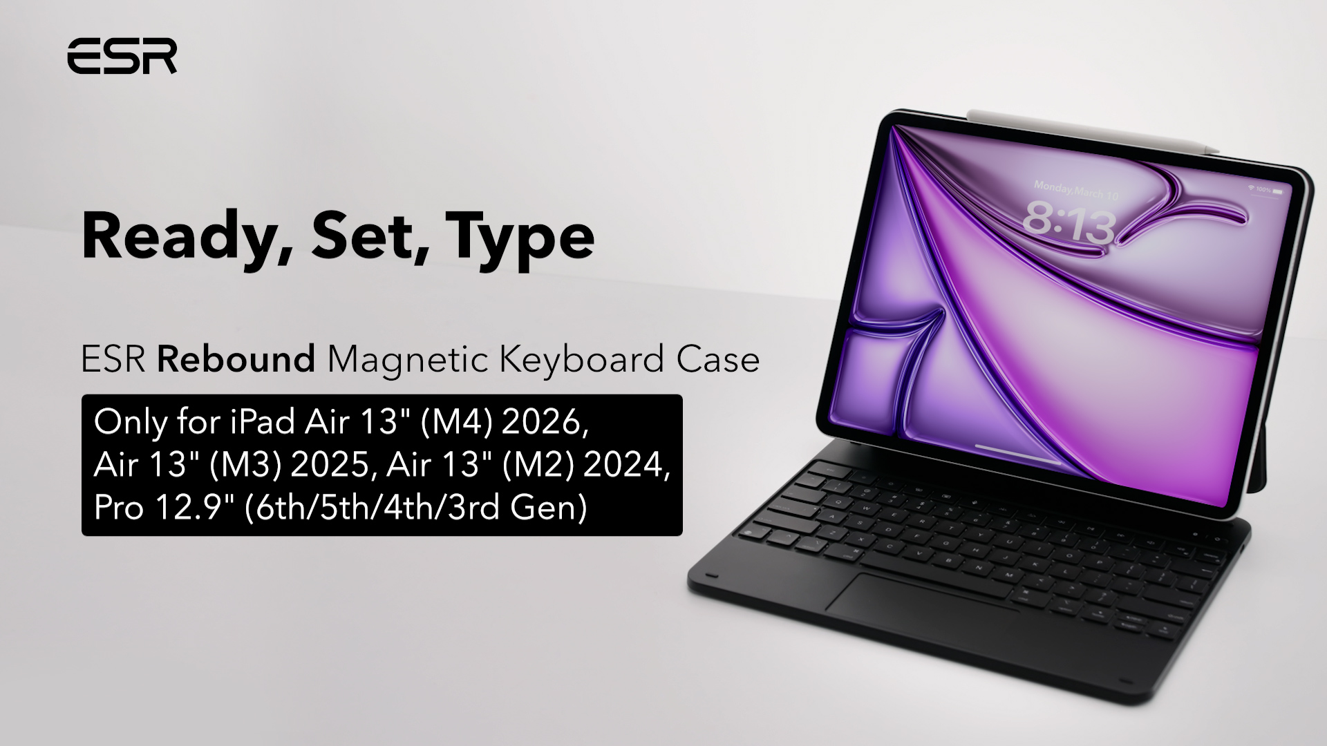 Keyboard case with floating stand for iPad Air 13