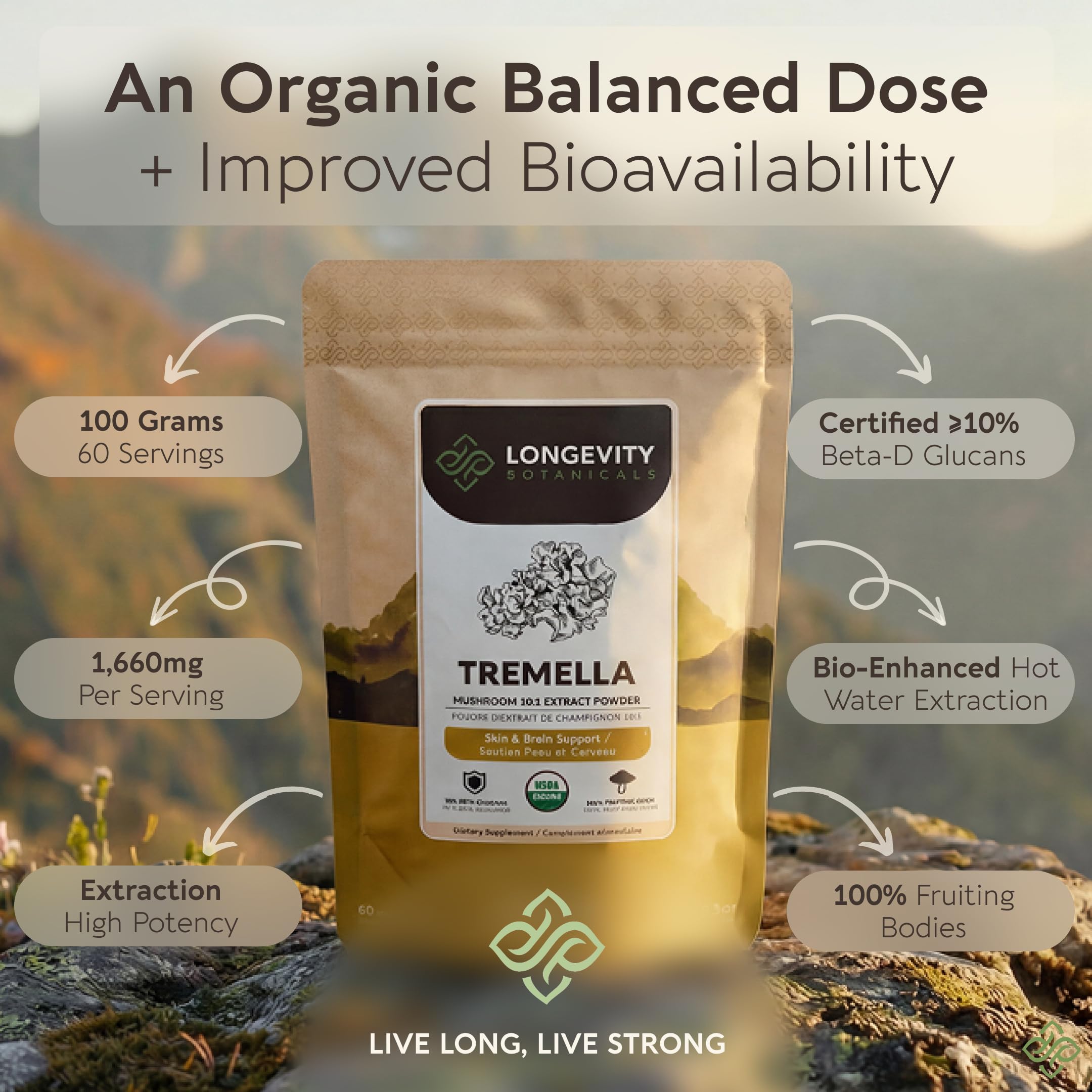 Organic Tremella Mushroom Powder Supplement Extract White Jelly Snow Fungus — Amazon image 4