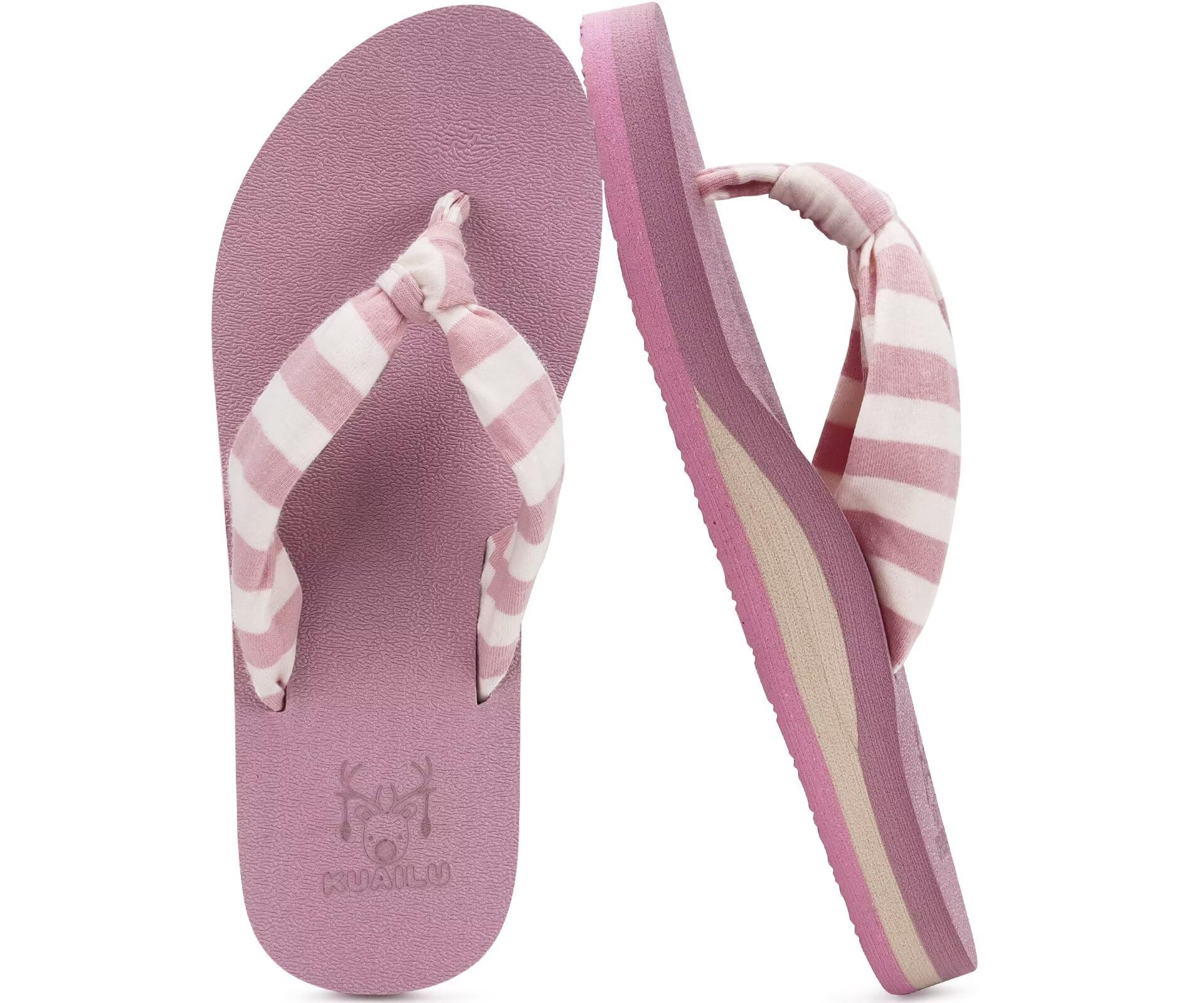 KuaiLu Flip Flops for Women with Arch Support Yoga Mat Comfortable Summer Beach Walking Thong Cushion Sandals Slip On Indoor Outdoor