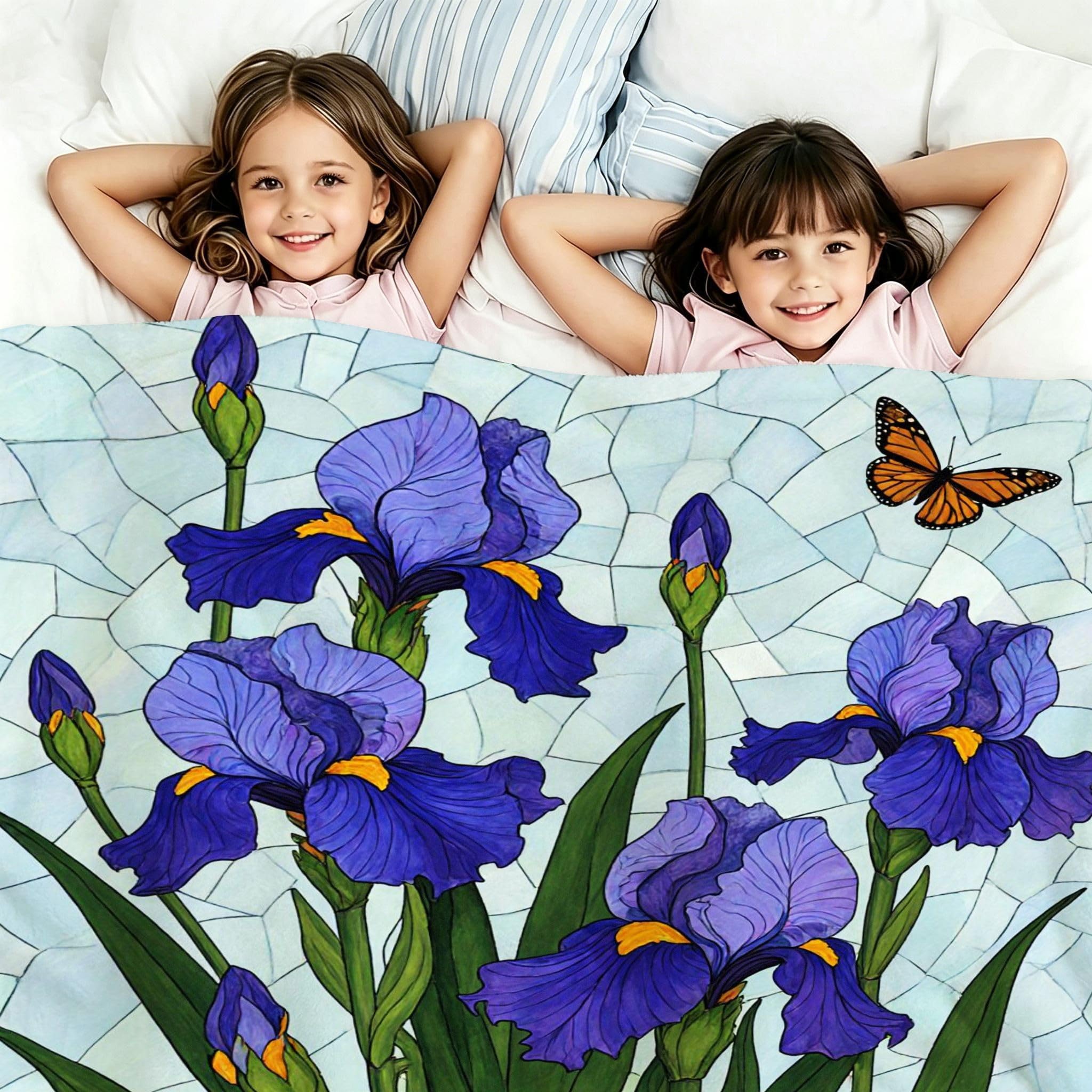 Coperta Matrimoniale 180x200 cm Fiore Viola Pile Flanella Motivo-A100
