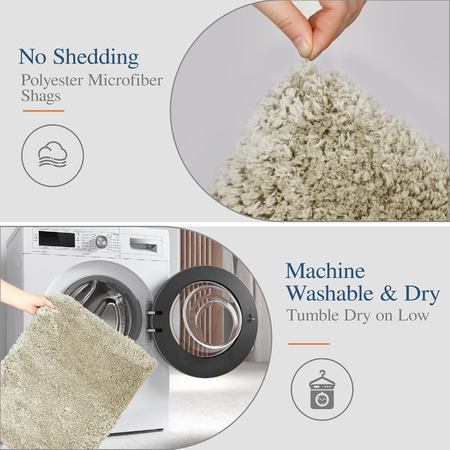 Walensee Bathroom Contour Rug (20x24, Light Tan) Non Slip Bath Mat Water Absorbent Soft Microfiber Shaggy Bathroom Mat Machine Washable Bath Rug U Shape Toilet Rug - Image 5