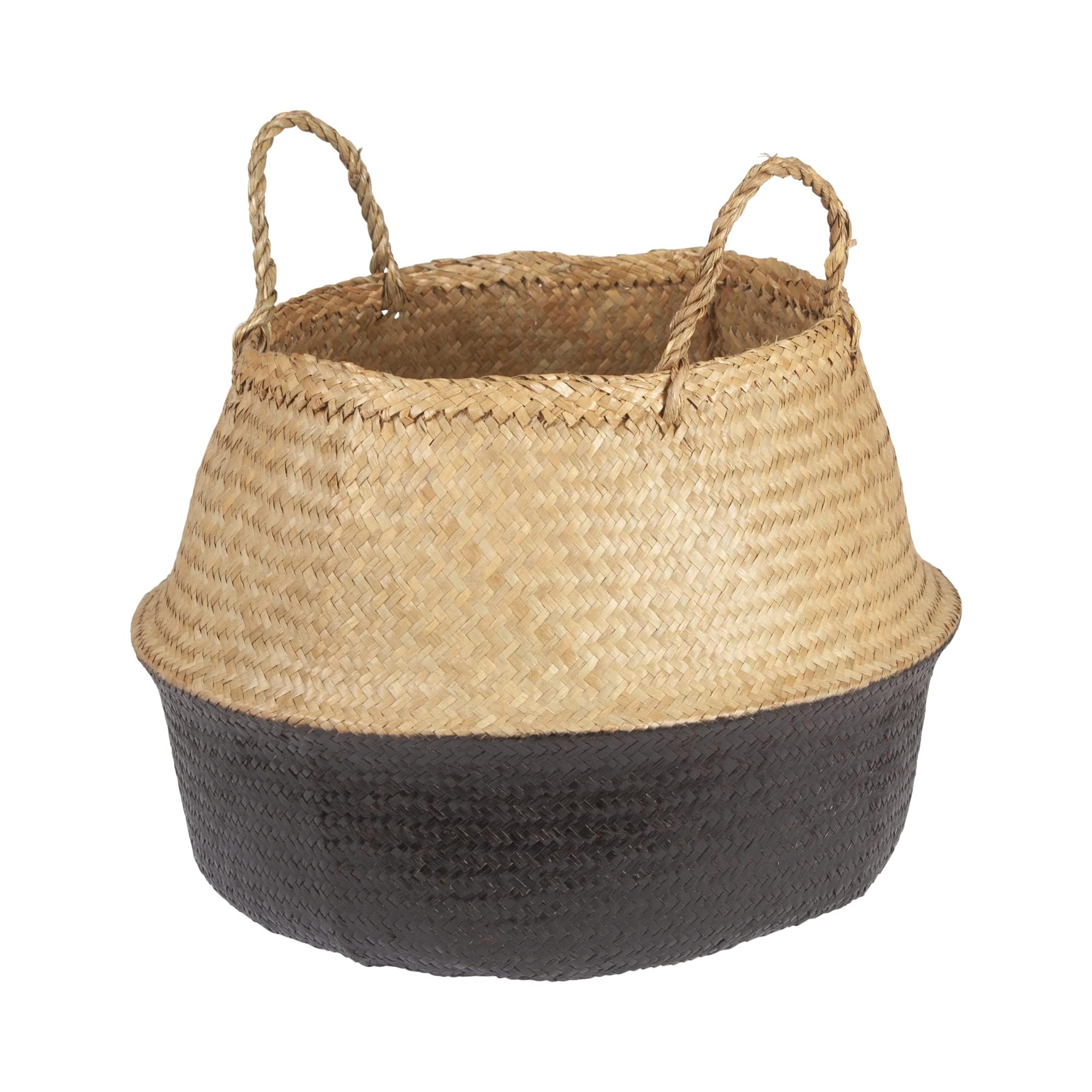 19.5 Inch Handwoven Seagrass Basket for Decor, Plant Pot, Eco-Friendly Storage, Folding, Natural, Boho Decor