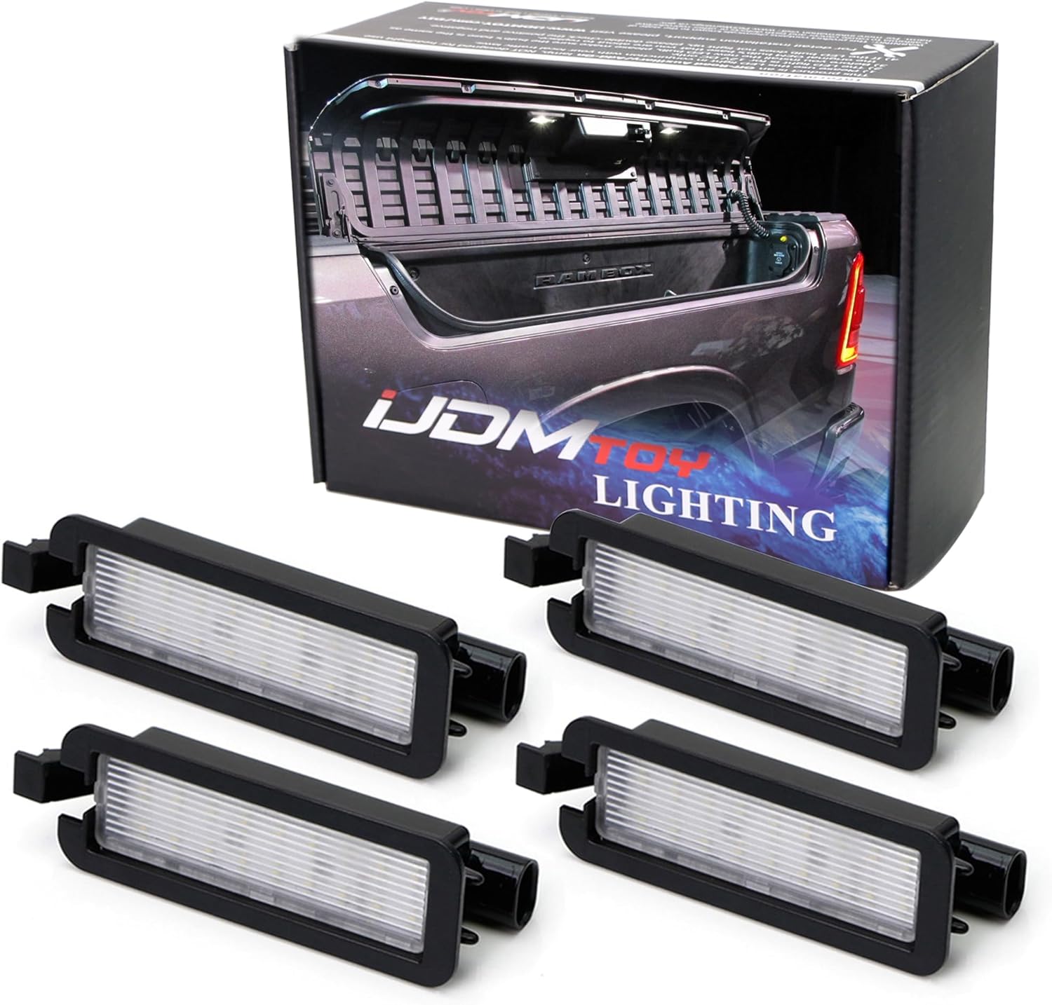 iJDMTOY 4pc 3X Brighter 18-SMD Full White LED RamBox Interior Light Replacement Compatible with 2019-up Dodge RAM 1500, 2020-up RAM 2500 3500 Truck Bed Storage Box