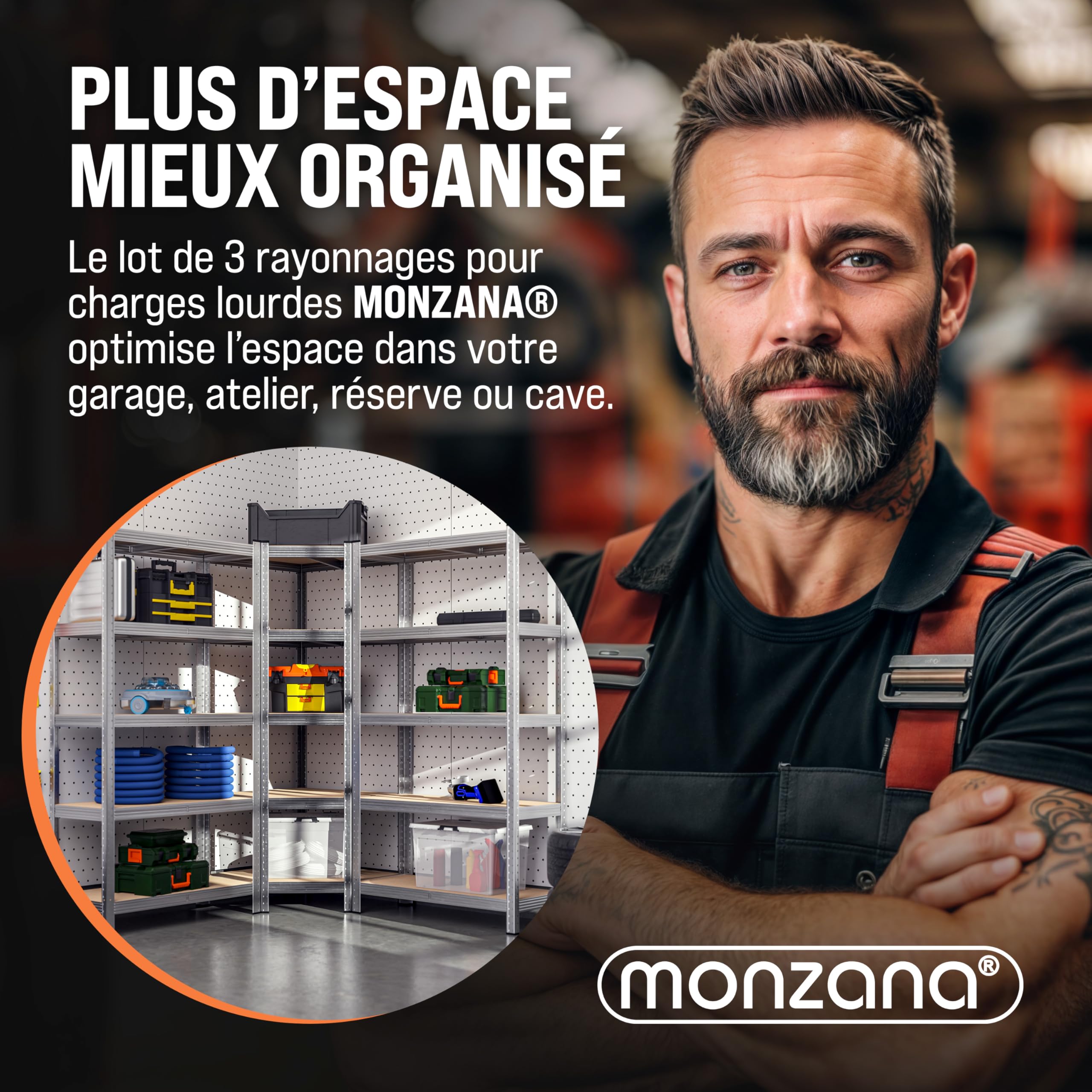 Monzana® Set de 3 étagères Charge Lourde 5 Niveaux Étagère métallique modulable 2625kg Étagère d'angle Garage Atelier