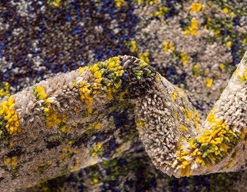 Miniatura 8 de Unique Loom Estrella Collection - Alfombra envejecida, abstracta, colores oscuros, moderna, 6 pies 0 pulgadas x 6 pies, grisbeige