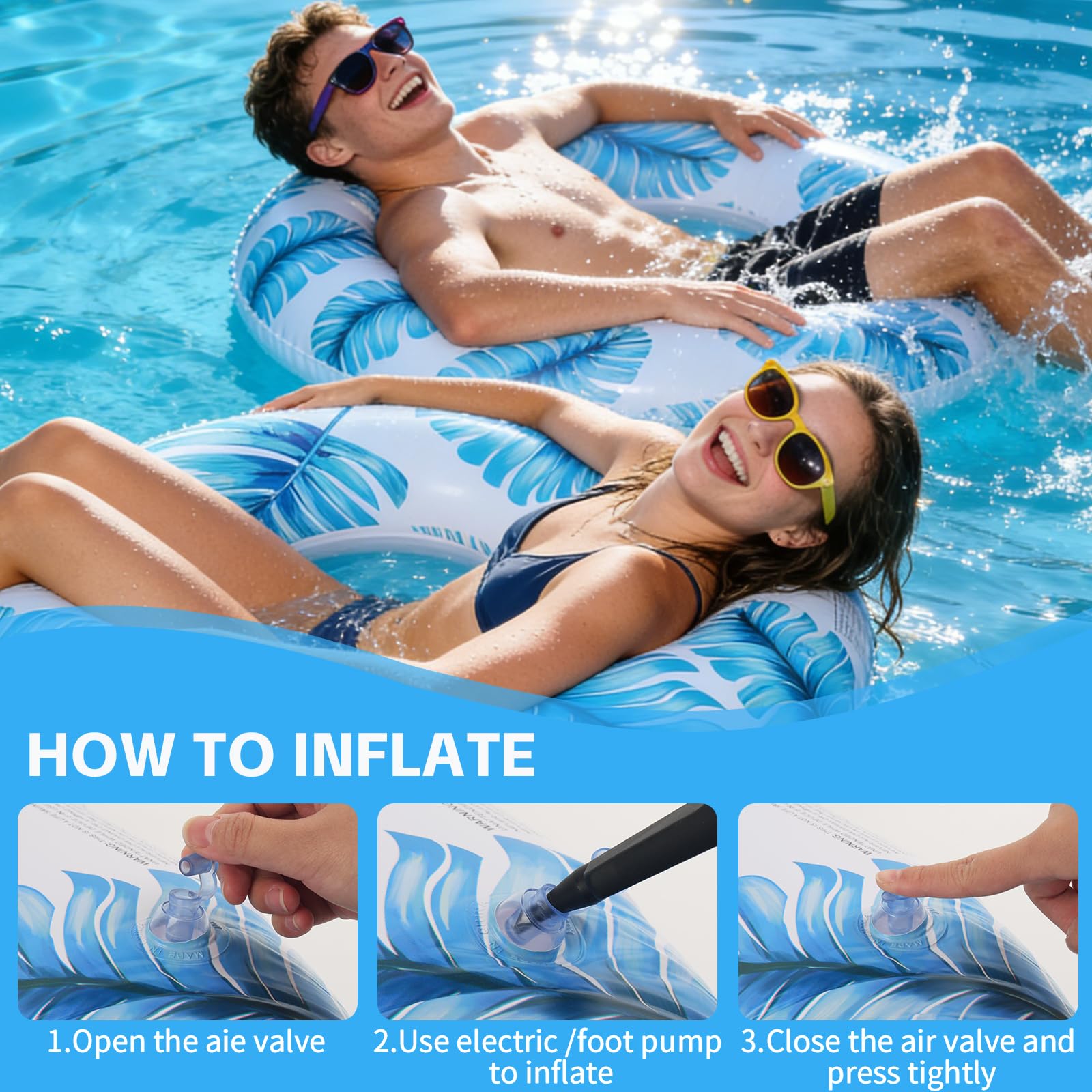 Inflatable Swimming Ring, Inflatable Pool Floats for Adults Durable Rubber Swimming Pool Tube - Image 7