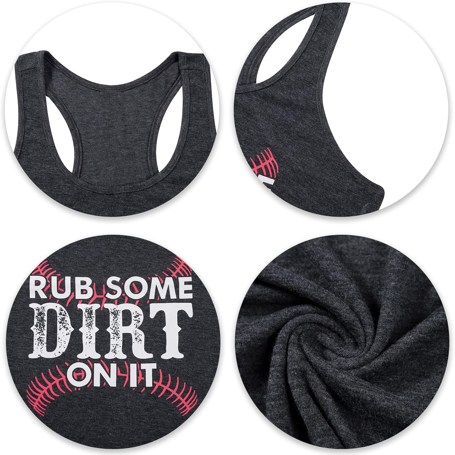 Rub Some Dirt On It Tank Tops Women Baseball Sleeveless Shirt Baseball Mom Shirts Letter Printed Softball Tees Tops - Image 5