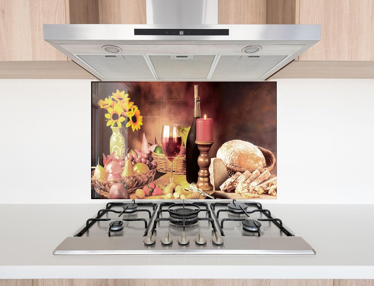 Myphotostation.com 56x56'' Tempered Glass Stove Backsplash Kitchen Tile Decor Stove Back Cover Glass Splashback Tile for Stove Top Cover Toughened Glass Cooker Protector 26