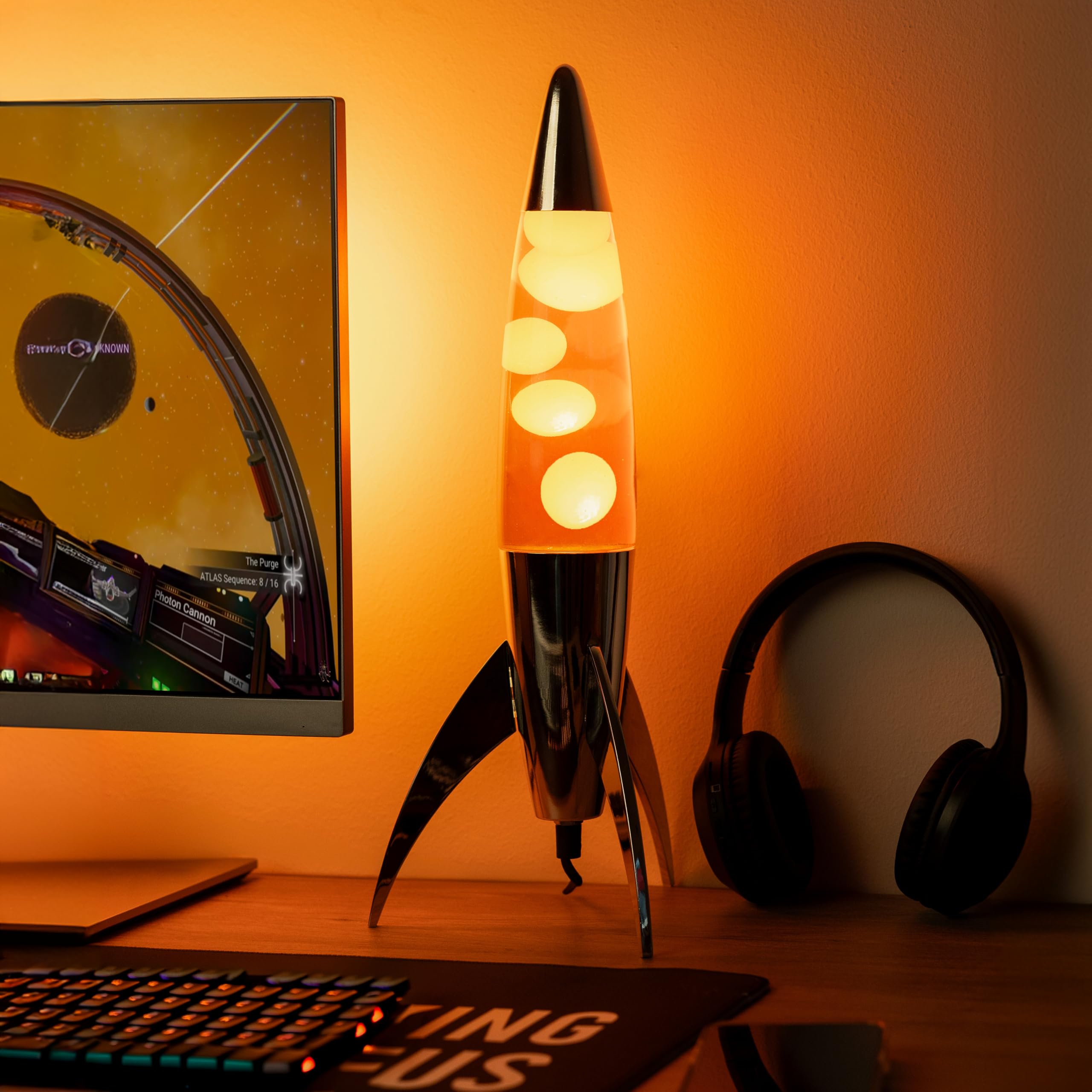 Fisura. - Rocket Orange Lava Lamp With Chrome Base and Orange
