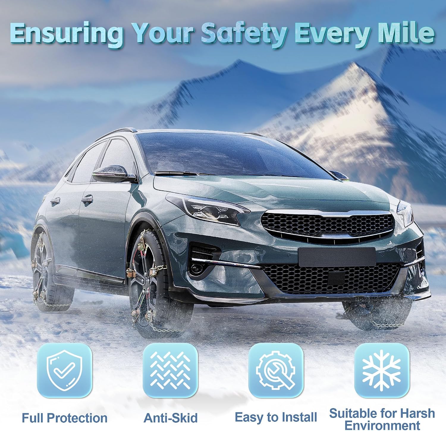 Lypumso Snow Chains for Cars SUVs and Trucks (165-275mm Tires)