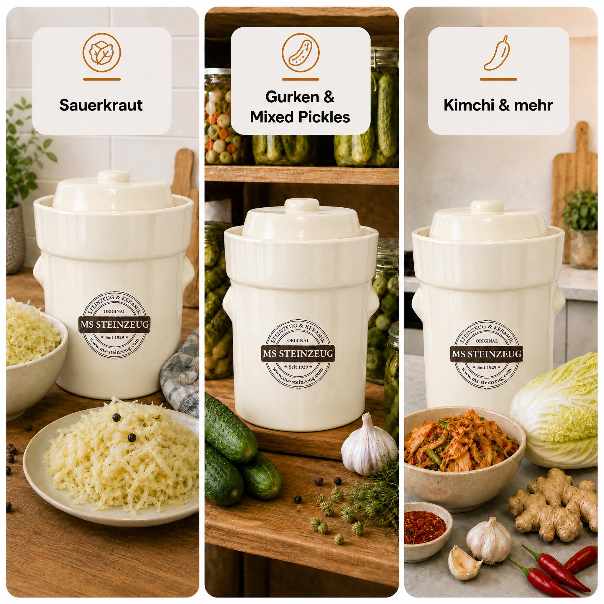 Fermentation Chucrut Pot 10 L Crema Blanco