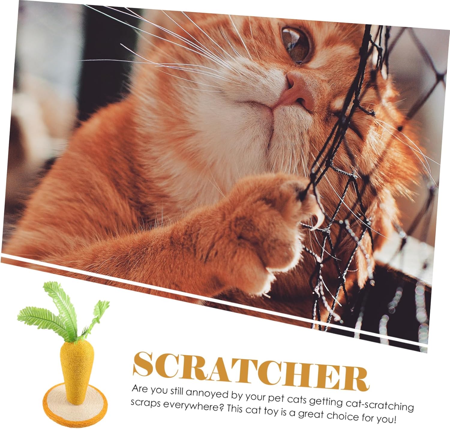 YARNOW Carrot Shaped Cat Scratching Post with Thick Base Interactive Toy for Cats Claw Grinding and Climbing Frame for Indoor Play and Home Decoration