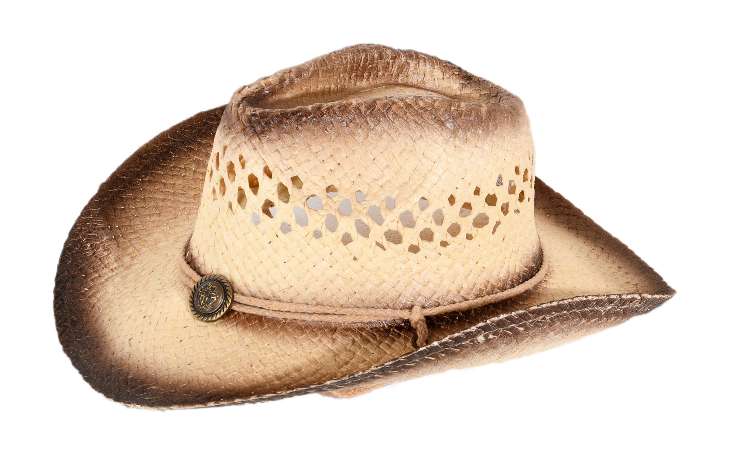 Miuno Sombrero panamá para hombre y mujer, sombrero de vaquero, sombrero de sol, sombrero de fiesta, sombrero de paja real H59