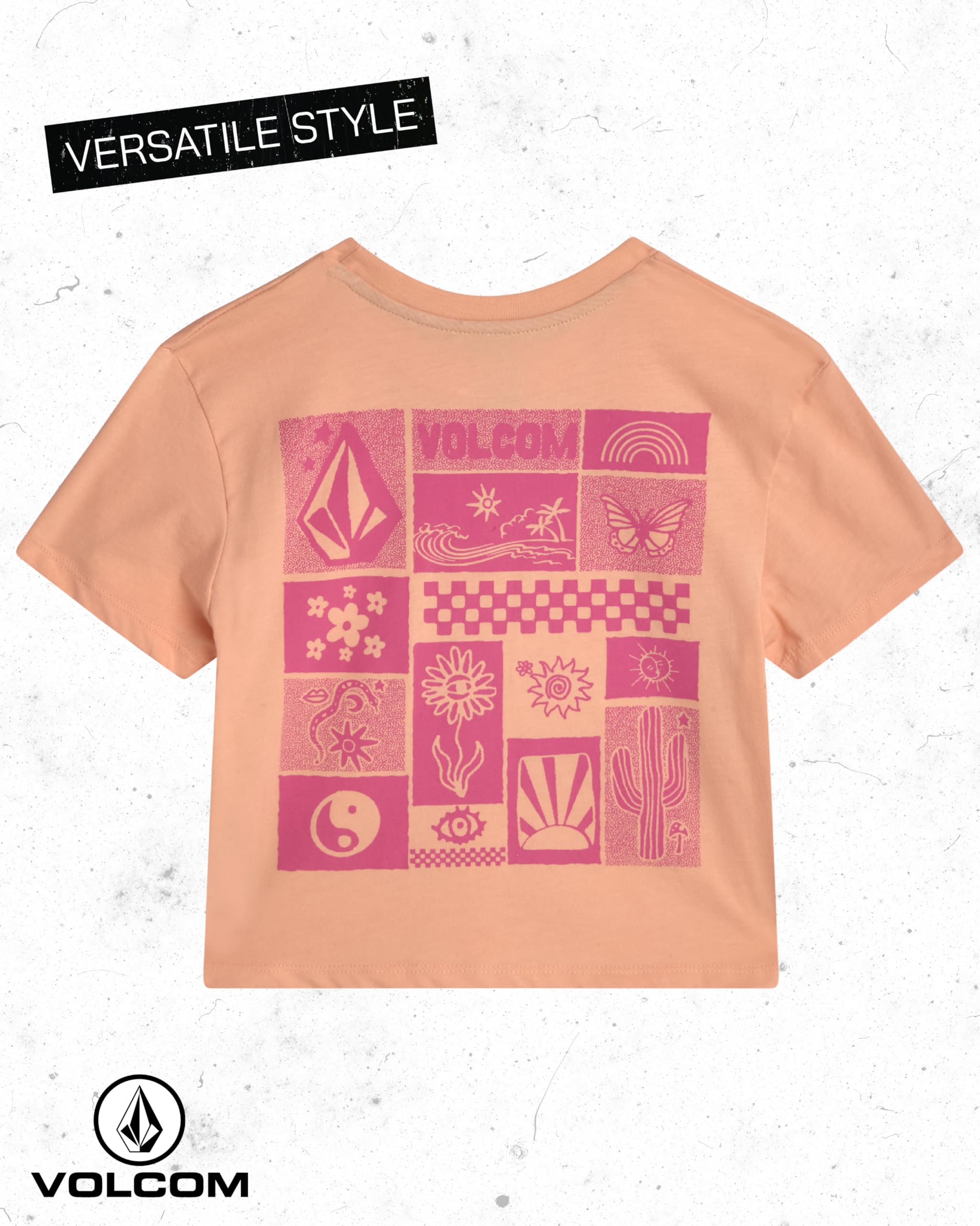 Volcom Mädchen-Shirts – lässiger Rundhalsausschnitt, kurzärmelig, grafisches T-Shirt, trendige Tops, atmungsaktive Sommerkleidung für Mädchen