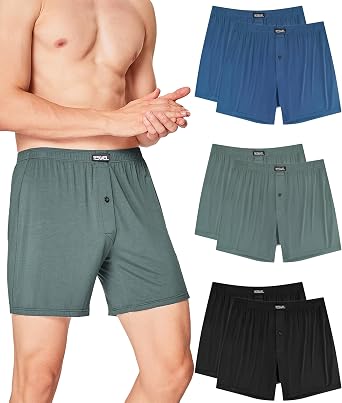 YESWEL Bamboo Mens Boxer Shorts Pack of 6 Wide Underwear with Fly
