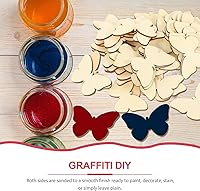 Vista 5 de TINKSKY 50 piezas de madera con forma de mariposa para manualidades, forma natural sin terminar, mariposa de madera, Navidad, boda, libro