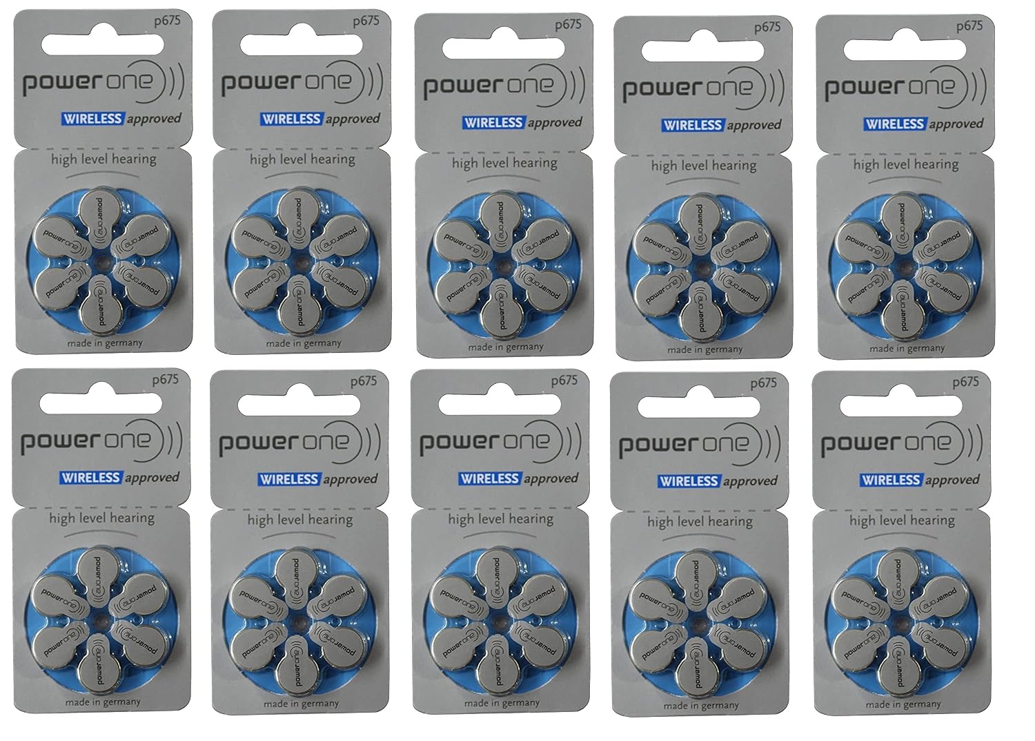 Power One Hearing Aid Battery Size 675, Pack Of 60 Batteries