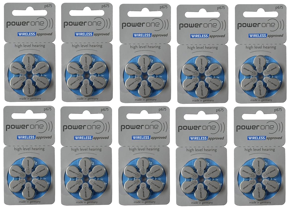 Power One Hearing Aid Battery Size 675, Pack Of 60 Batteries