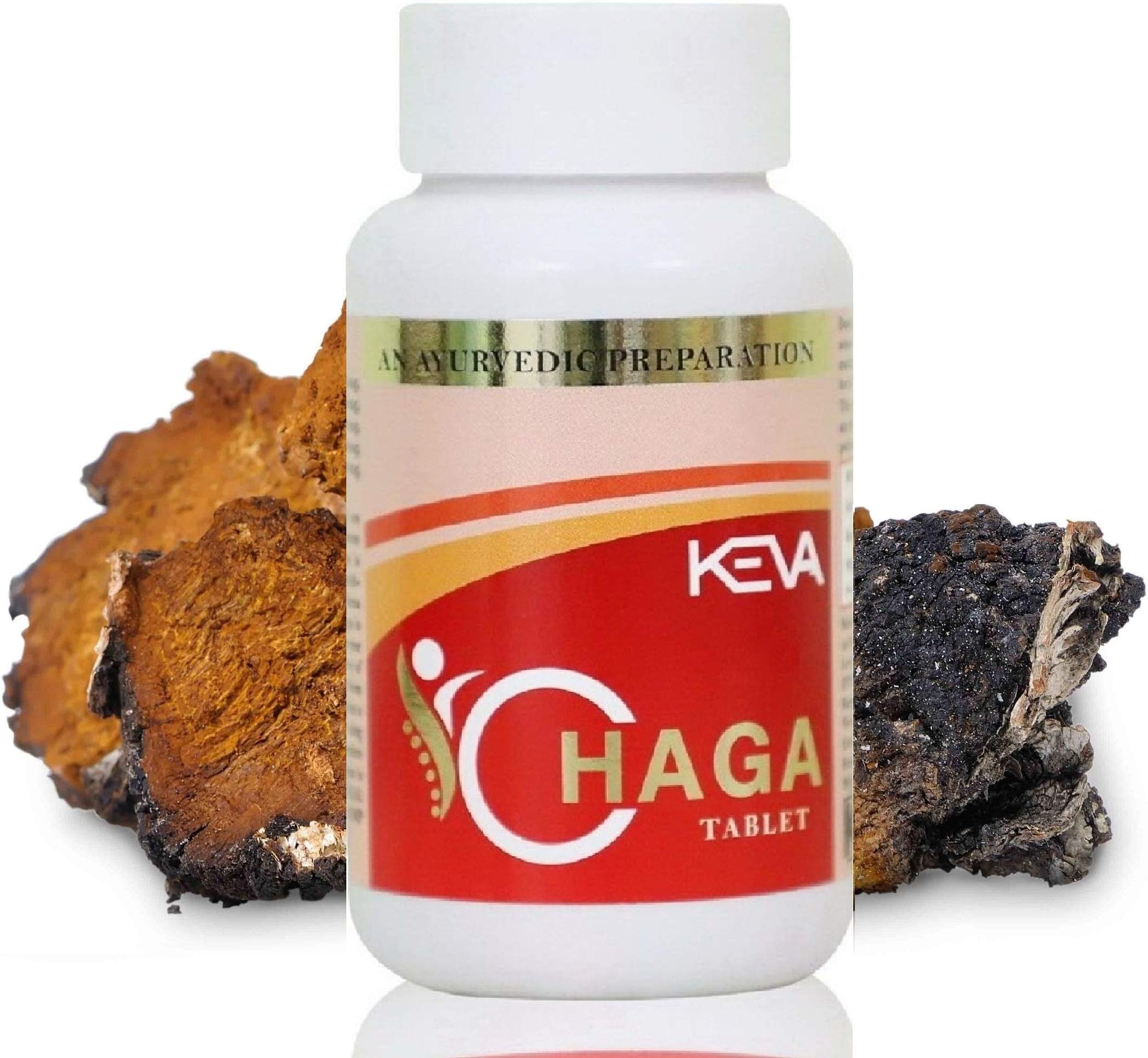 Keva Chaga Tablets - A Nutrient-Dense Superfood, Wild Chaga Mushroom Extracts, Helps to Maintain Normal Cholesterol Levels, Blood Pressure, Immunity Booster & for Overall Health Wellness (60 Tablets)