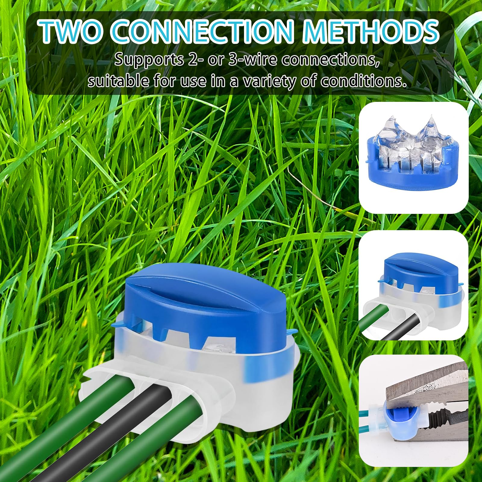 Cable Robot Tondeuse 100m + 50 Piquets + 15 Connecteurs de Câble + 15 Bornes de Connexion, Cable Tondeuse, pour Tondeuse à Gazon Compatible avec Bosch Gardena Husqvarna Worx Stihl etc