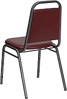 Vista 7 de BizChair Silla apilable trapezoidal, marco de la vena del vinilo de Borgoña/de plata