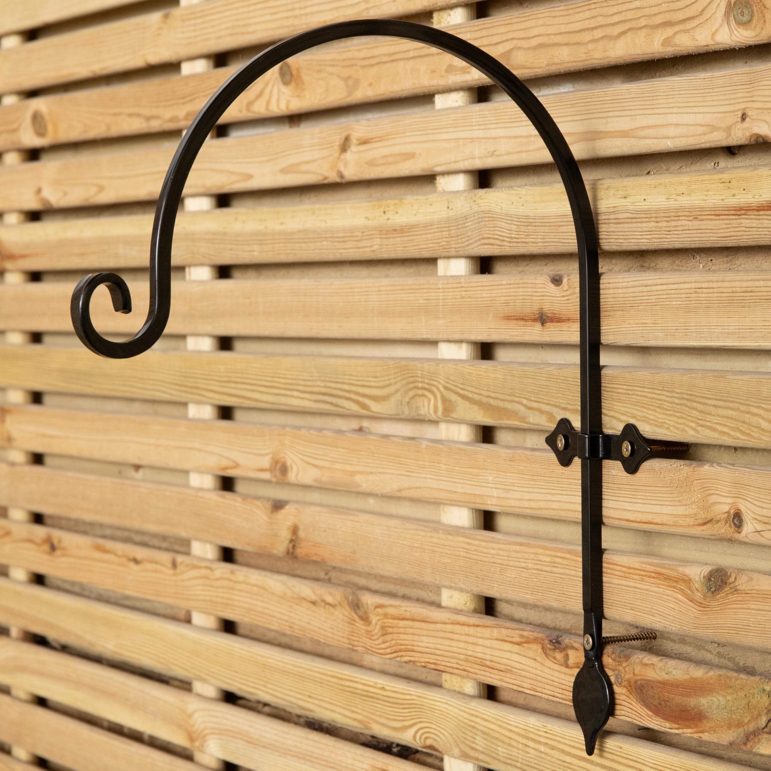 Samuel ALEXANDER 38cm Black Handcrafted Metal Garden Wall Bracket Hook for Hanging Baskets