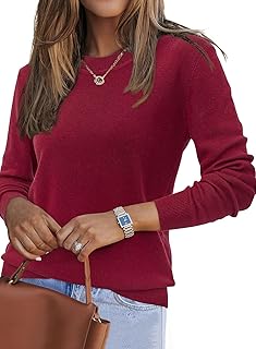 Arach&Cloz Jumpers for Women UK Wool Blend Short Long Sleeve Autumn Winter Sweater Crew Neck Shirt Blouse Tops