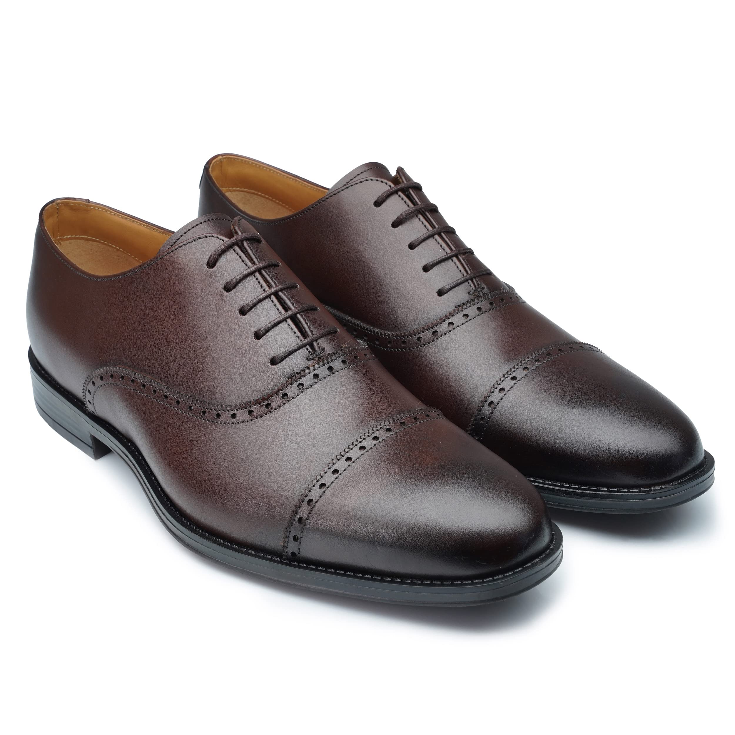 PLNKMen's Leather Formal Shoes Captoe Brogues Oxfords