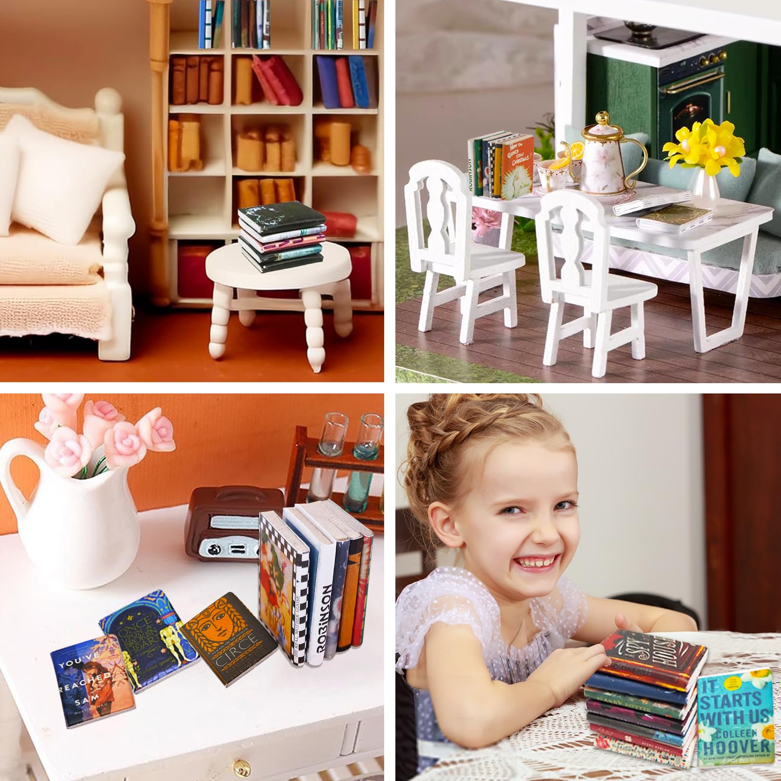 200 Domek dla lalek Książki, Mini Książki, Miniaturowe Książki, Akcesoria do domku dla lalek, do gabinetu, sypialni, biblioteki