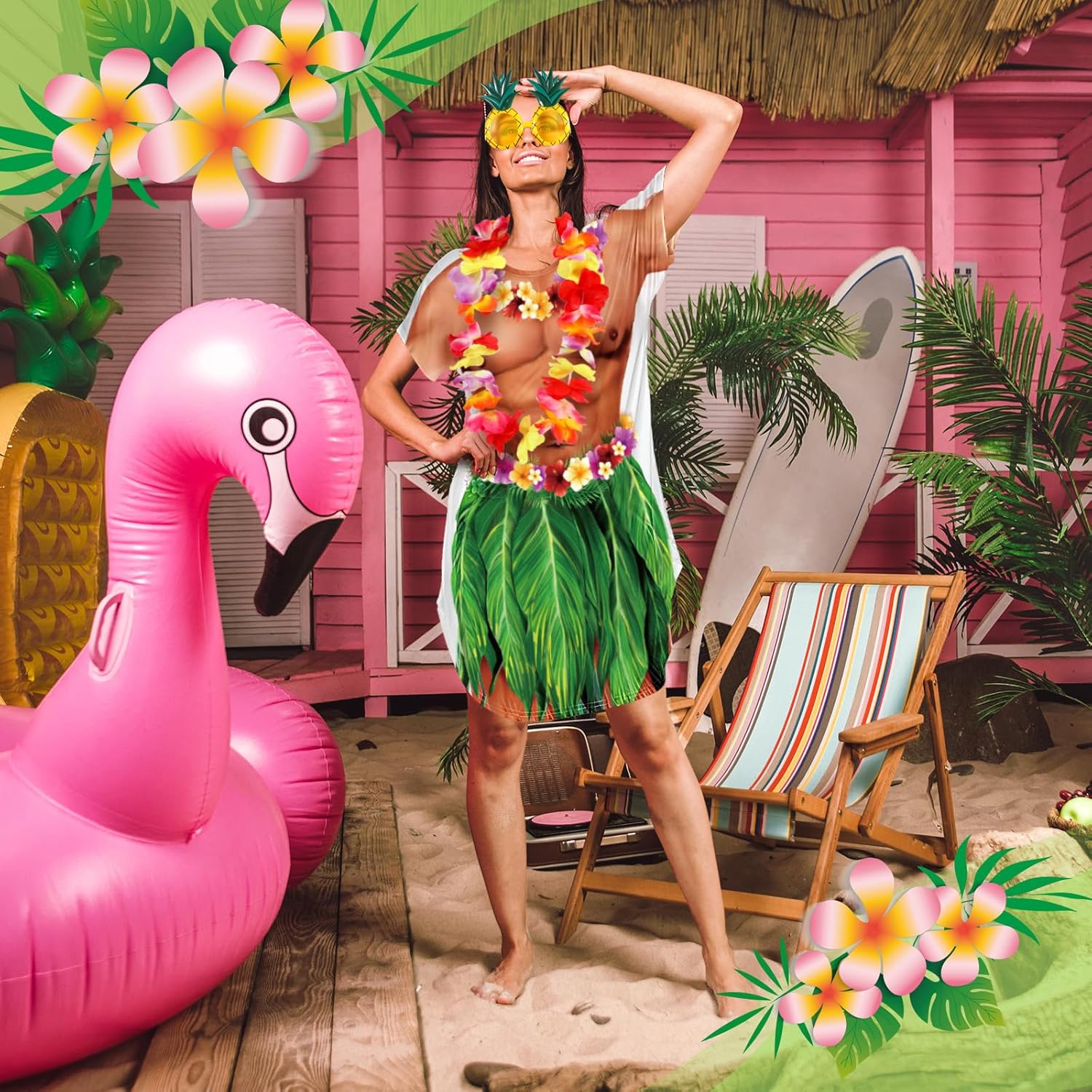 Jeyiour Women Bikini Shirt Cover up Funny Bandana Headband Retro Sunglasses Summer Halloween Party Outfit - Image 7