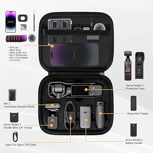 Miniatura 3 de Tomat Estuche de transporte de bolsillo 3, bolsa de almacenamiento impermeable de viaje portátil con correas para el hombro, funda para DJI Osmo