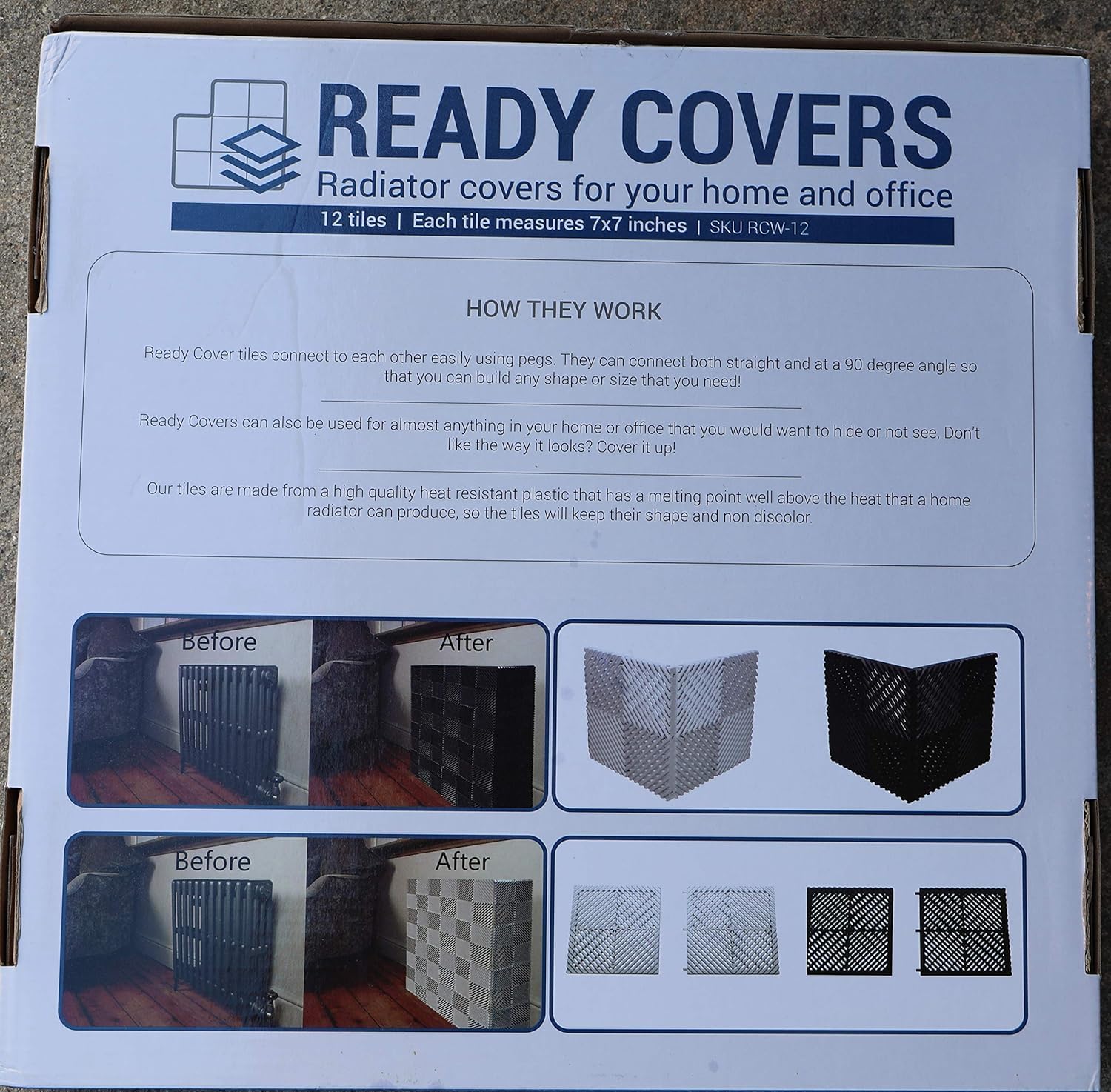 Ready Covers - Vented Safety Steam Radiator Cover/Protective Heating Cabinet for Your Home and Office: CHARCOAL - 10 Piece Interlocking Tiles! (Add-on for 30 or 48 Piece Set) (10, Charcoal)