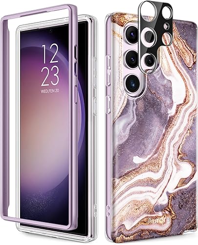 GVIEWIN Funda para Samsung Galaxy S23 Ultra 5G de 6.8 pulgadas, cubierta de lente de cámara grado militar a prueba de golpes, sin protector de