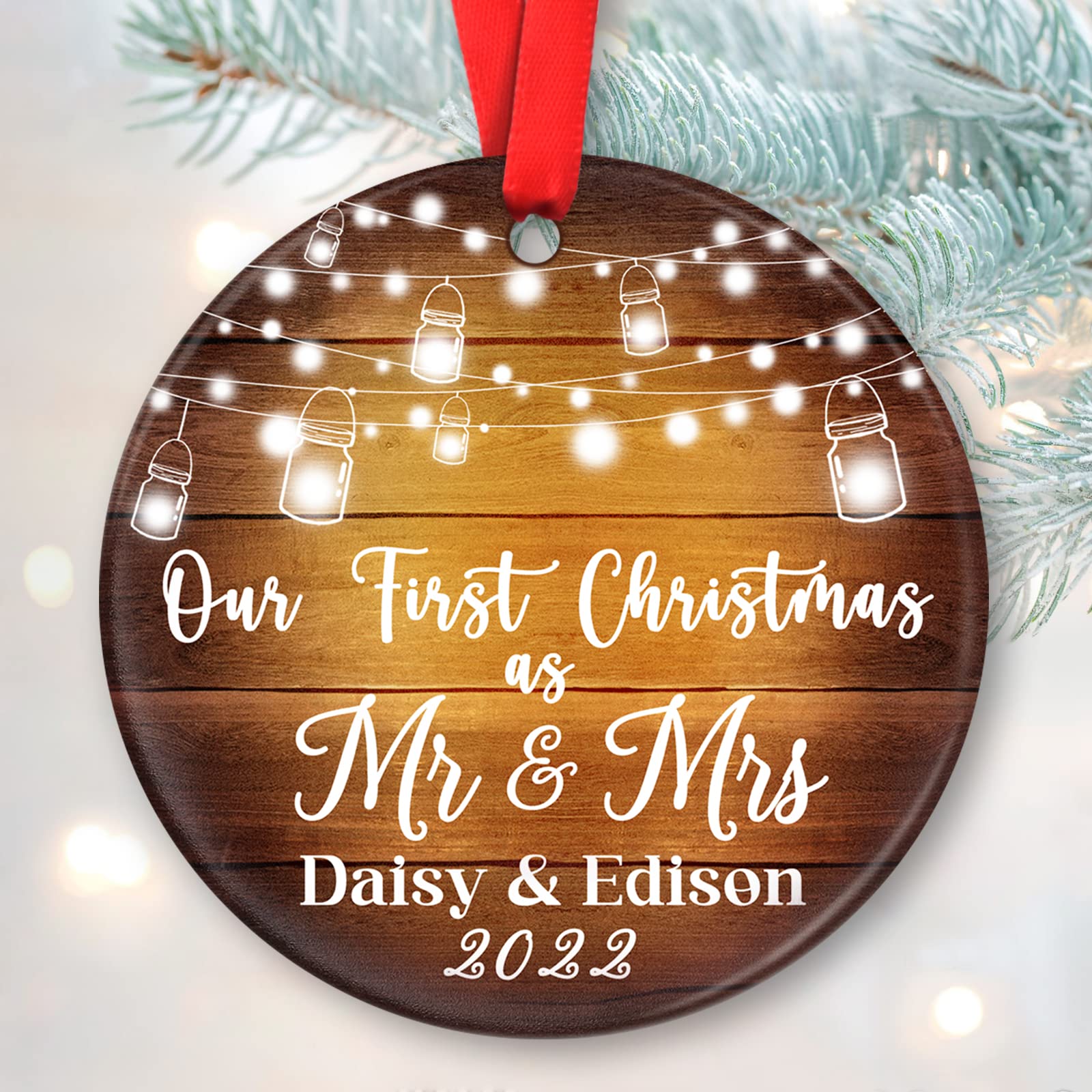 First Year as Mr and Mrs Ornament, Zmoicky Personalized Ornament for Christmas Tree Wedding Christmas Ornaments Personalized Our 1st Christmas as Mr & Mrs Gifts Newly Wedding Gifts for Couple