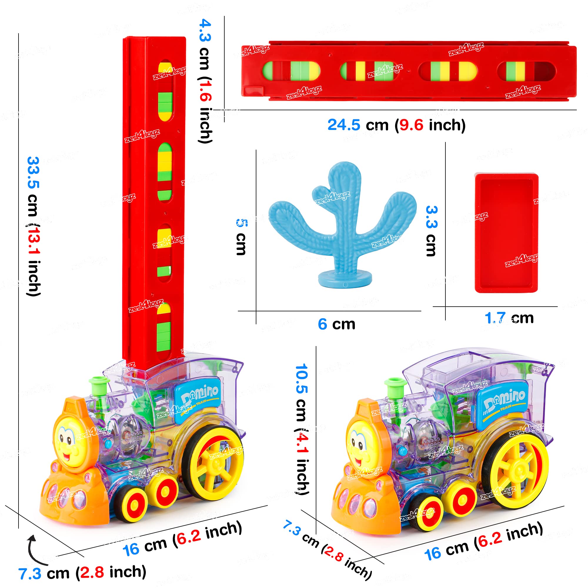 Zest 4 Toyz Domino Train Toy, 40 Pieces Domino Blocks Set for Kids Educational Game Play Set with Light & Sound Stacking Toy Block Set for 3-7 Year Old Toys for Boys Girls (Battery Included) - Image 2 thumbnail