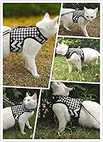 Vista 6 de Arnés de gato con correa, ajustable para gatos, chaleco acolchado para gatos, Black Plaid