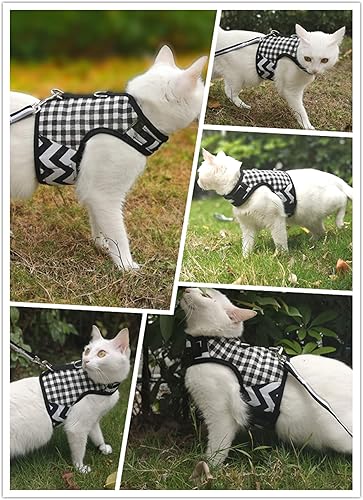 Miniatura 6 de Arnés y correa para gatos para caminar a prueba de escape, chaleco acolchado ajustable para gatos, elegantes arneses para caminar para gatos,