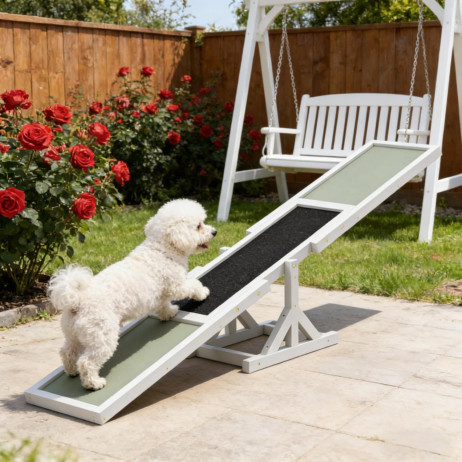 Wooden Agility Seesaw for Dogs, Pet Agility Seesaw, Adjustable Balance Training Equipment with Non-Slip Surface, for Puppy Obedience Practice and Outdoor Dog Sports