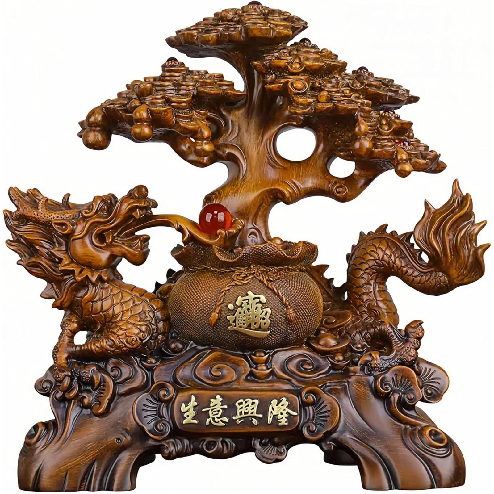 Aottsd Pixiu Statue Agarwood Carved Feng Shui Home Desktop Table Ornament 14Cm