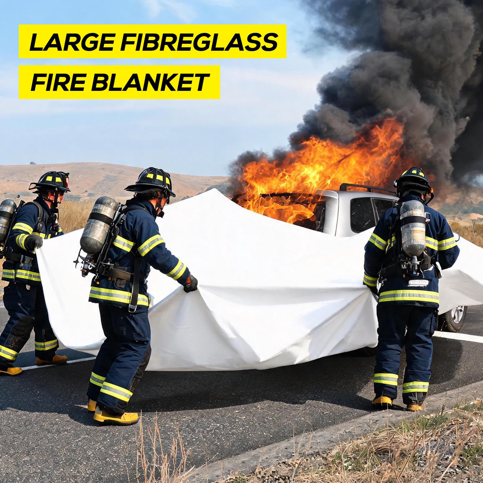 PAWBOSE Coperta ignifuga di emergenza extra large, 4 x 6 m, in fibra di vetro, resistente, per cucina, officina e campeggio
