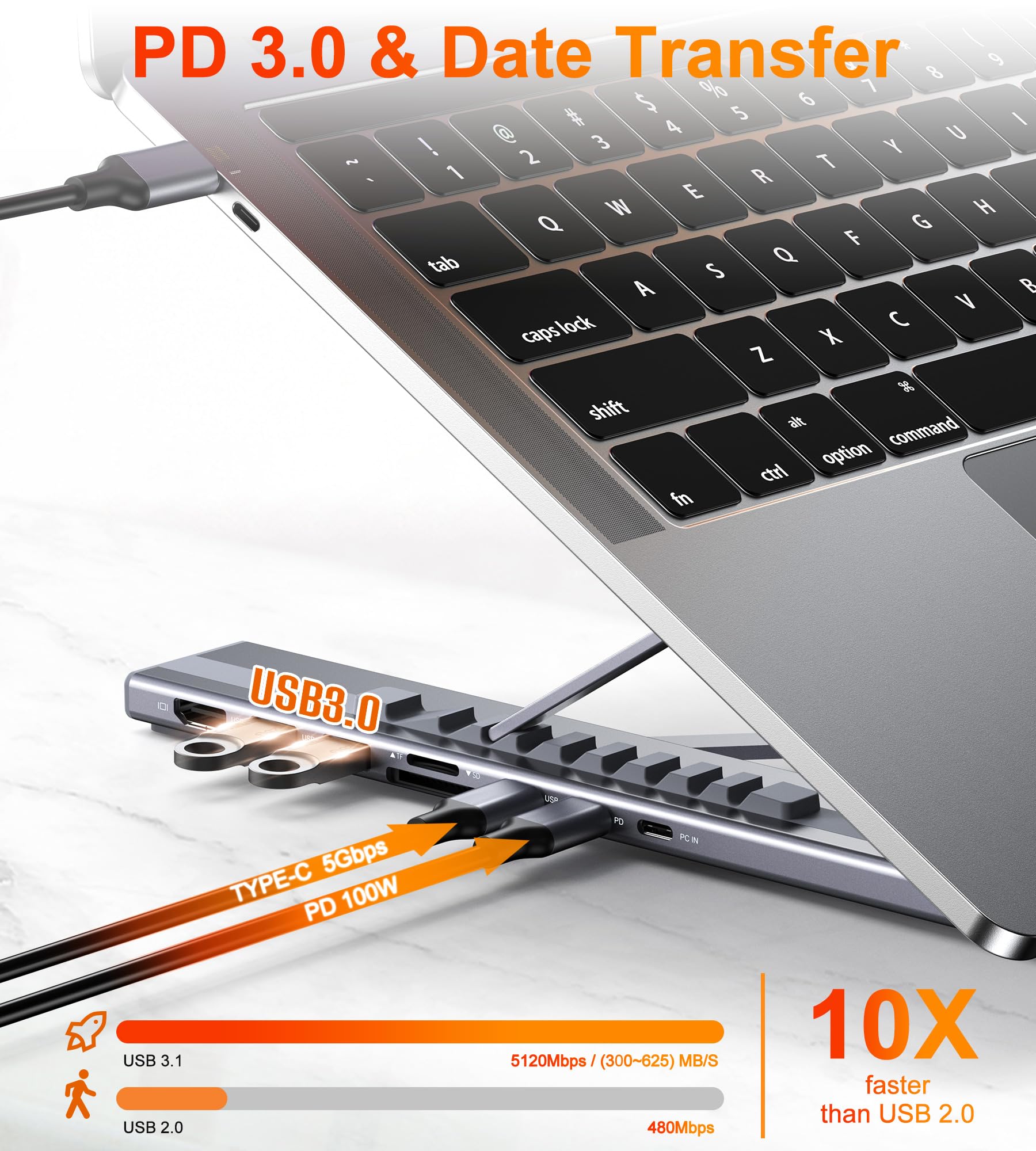 Docking station per laptop USB-C, hub 7 in 1 con HDMI 4K, 2 USB 3.1, 100 W PD, dock universale per MacBook Pro/Air/Dell/HP/Surface/Lenovo