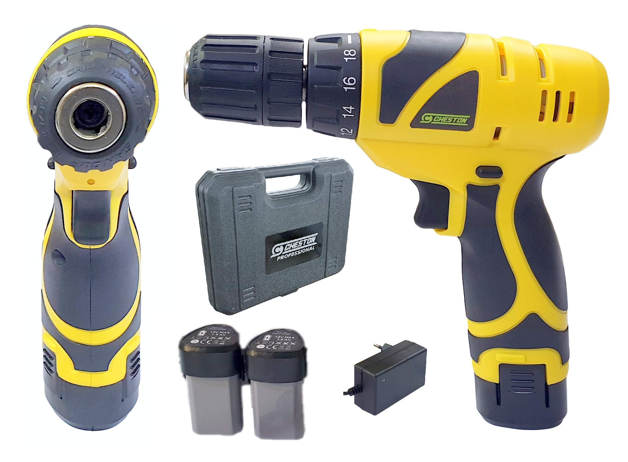 Cheston Cordless Drill Screwdriver Driver 10mm Keyless Chuck 12V with 2 batteries LED torch Variable Speed and Torque Setting (19+1) (Select models with bits combo) (1.5 AH BATTERY LASTS 1 HOUR, DRILL ONLY) (B07H6MWBGR) Amazon Price History, Amazon Price Tracker