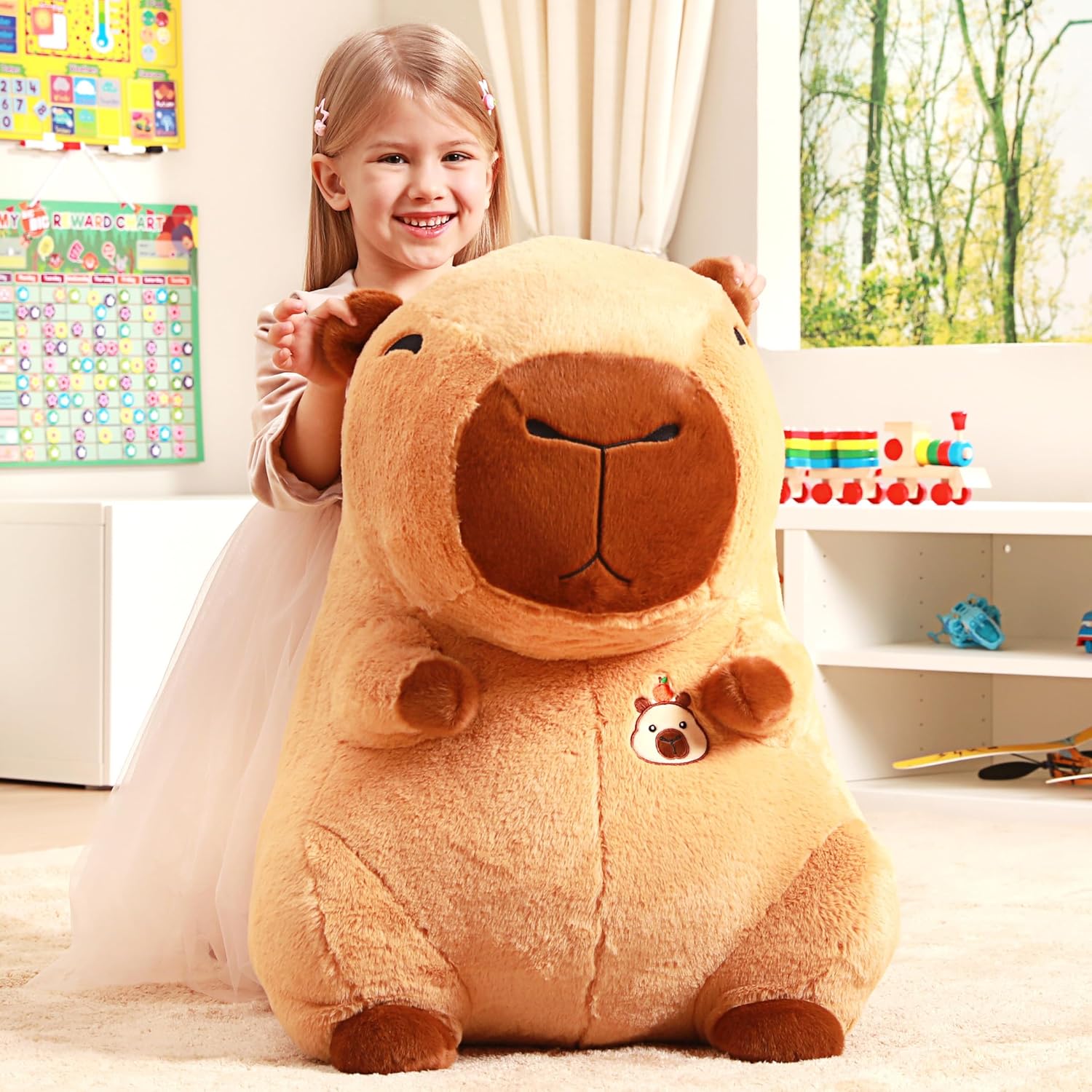 IKASA Giant Capybara Stuffed Animal Plush Toy,Big Large Jumbo Soft Toys,24" Cute Huge Size Fluffy Plushy Fat Plushie,Gifts for Kids - Image 7